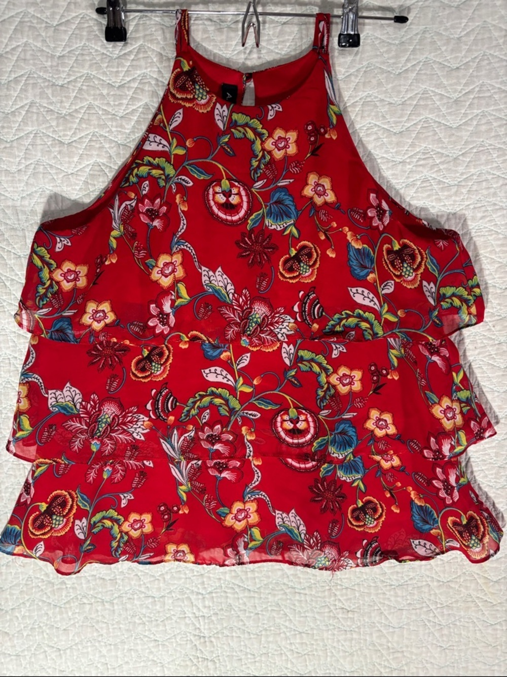 A. Byer Red Floral Tiered Halter Camisole Top